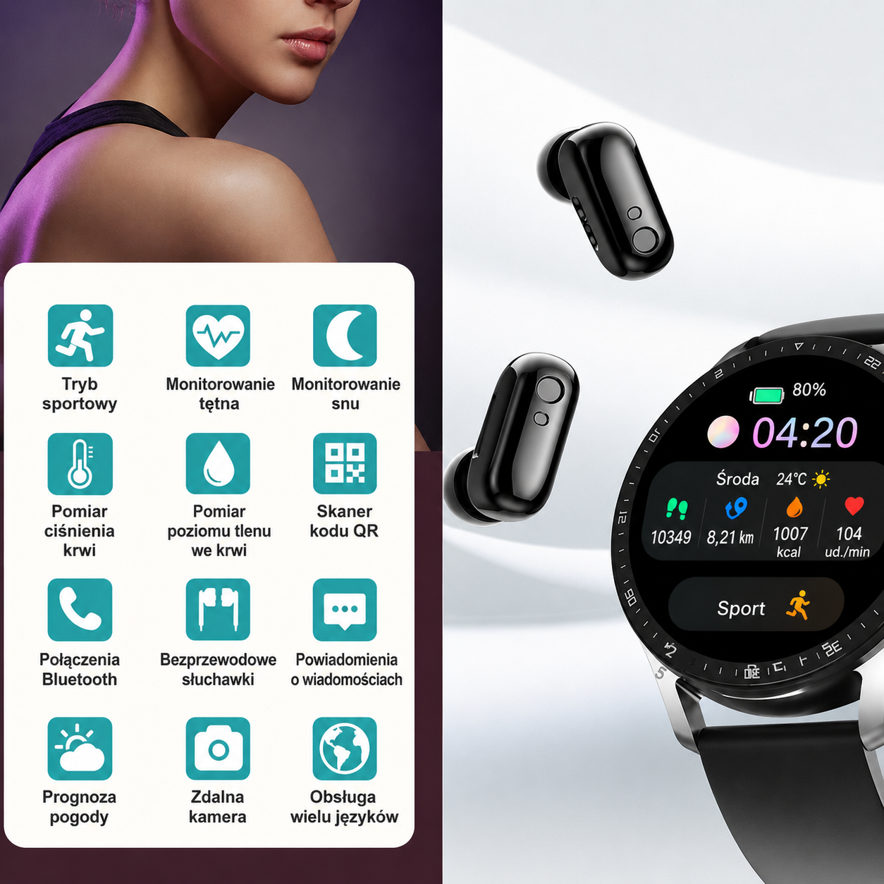 Lush Smartwatch Buds | Gadget 2 w 1 z inteligentnymi funkcjami