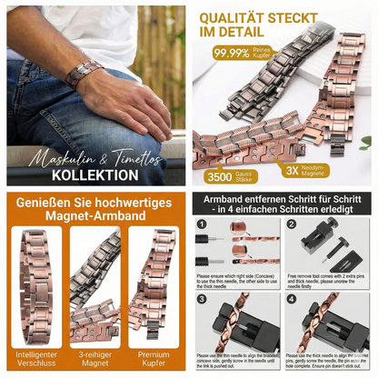 Reines Kupfer-Magnetarmband – Schmerzen lindern und Durchblutung fördern