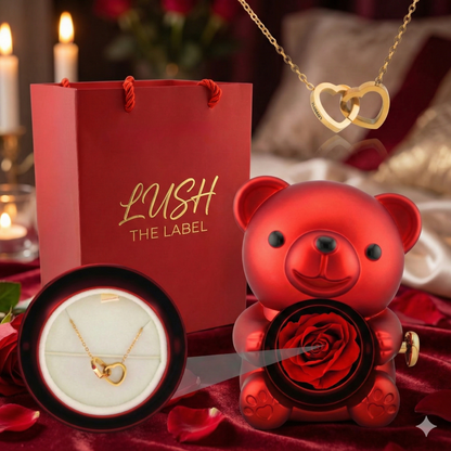 Ewige Rose Bär mit Halsschmuck