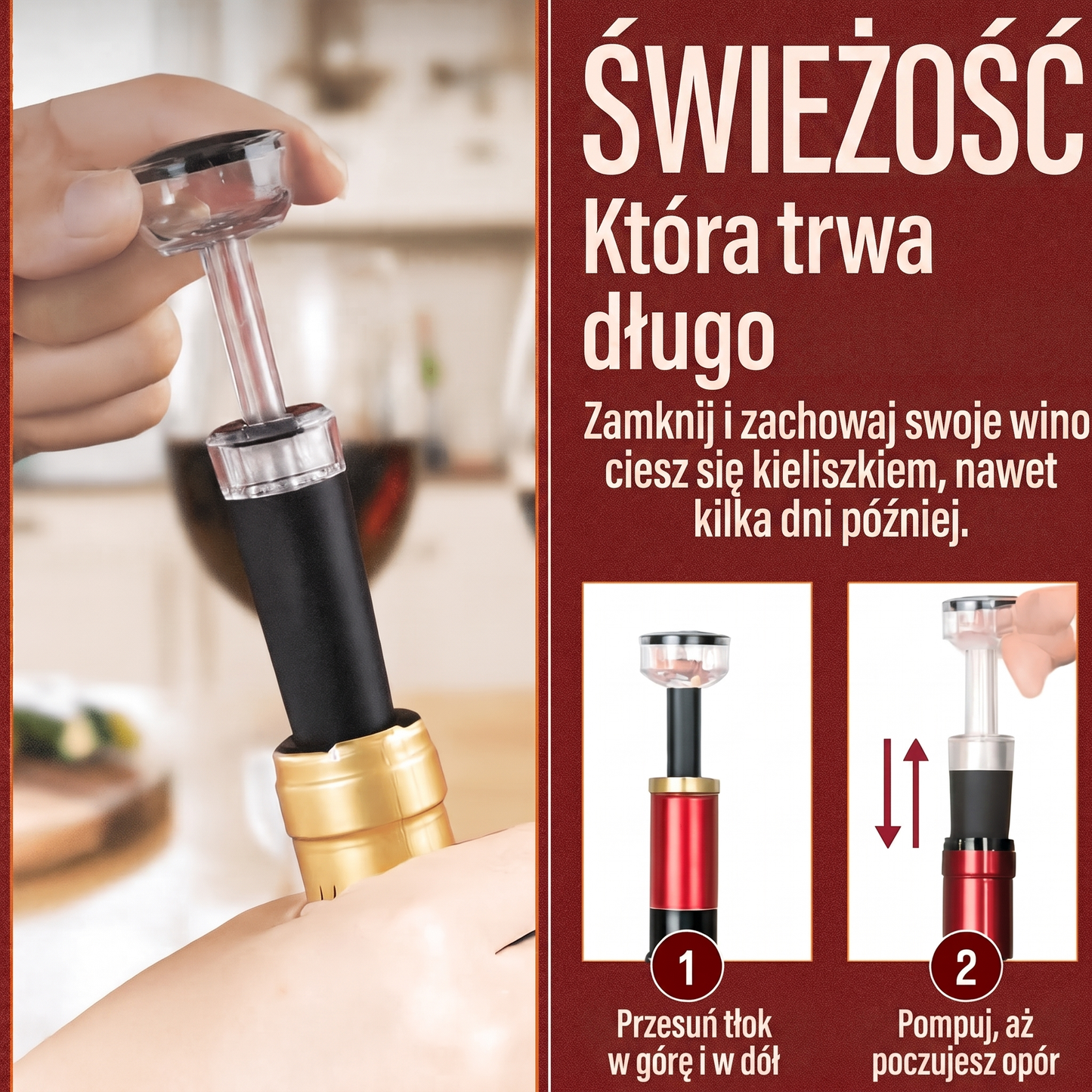 Lush | zestaw korkociągu i otwieracza do wina z pompką powietrzną