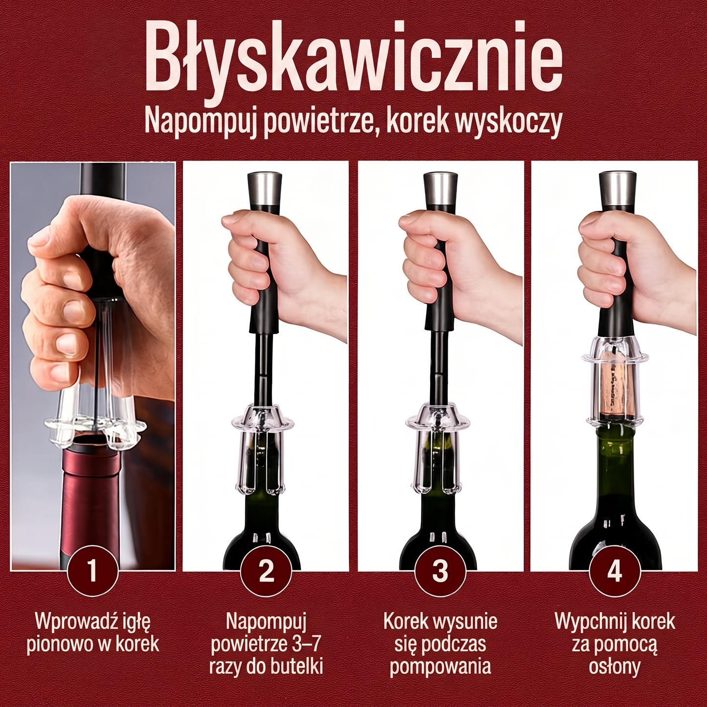 Lush | zestaw korkociągu i otwieracza do wina z pompką powietrzną
