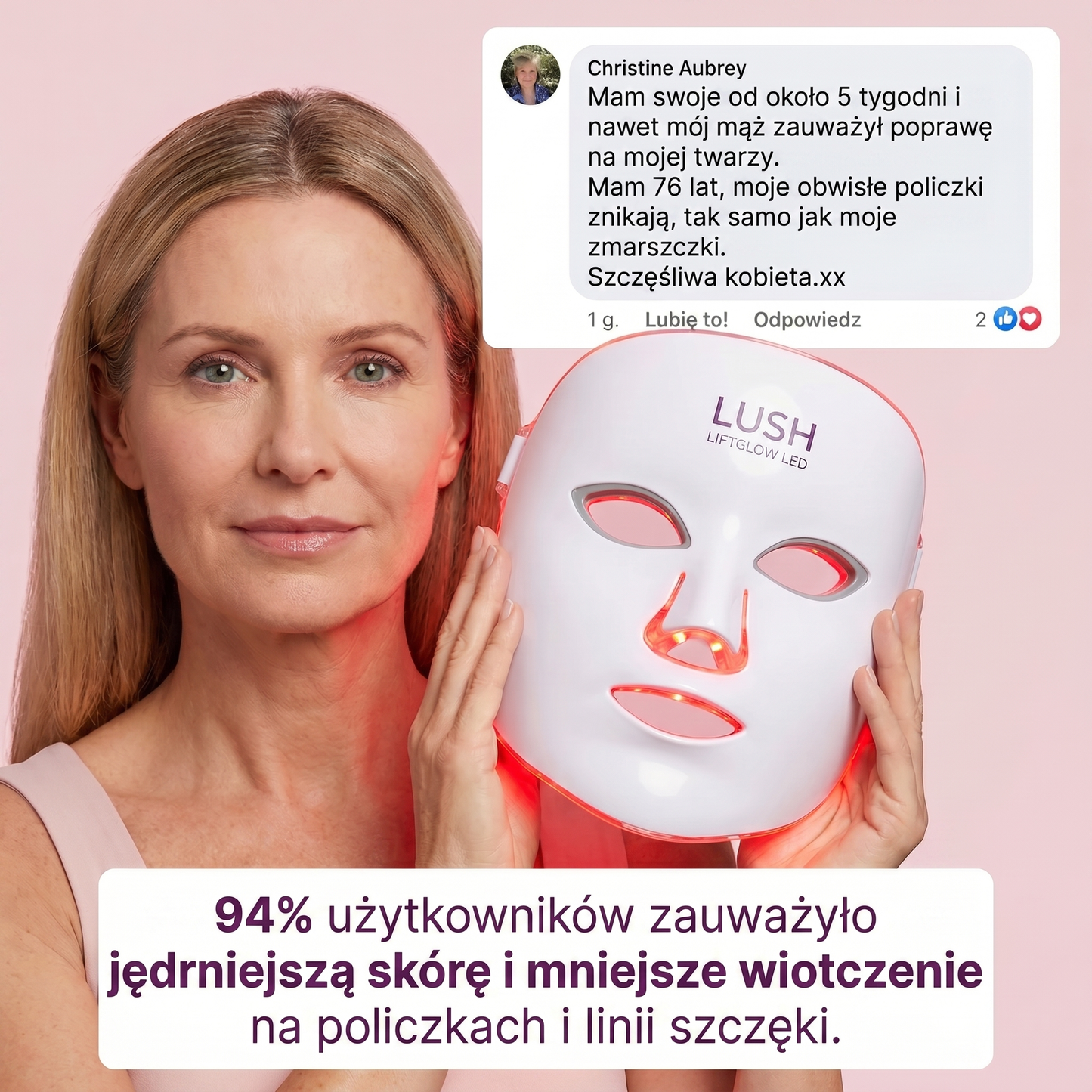 Lush LiftGlow – Maska do twarzy LED i mikroprądowa