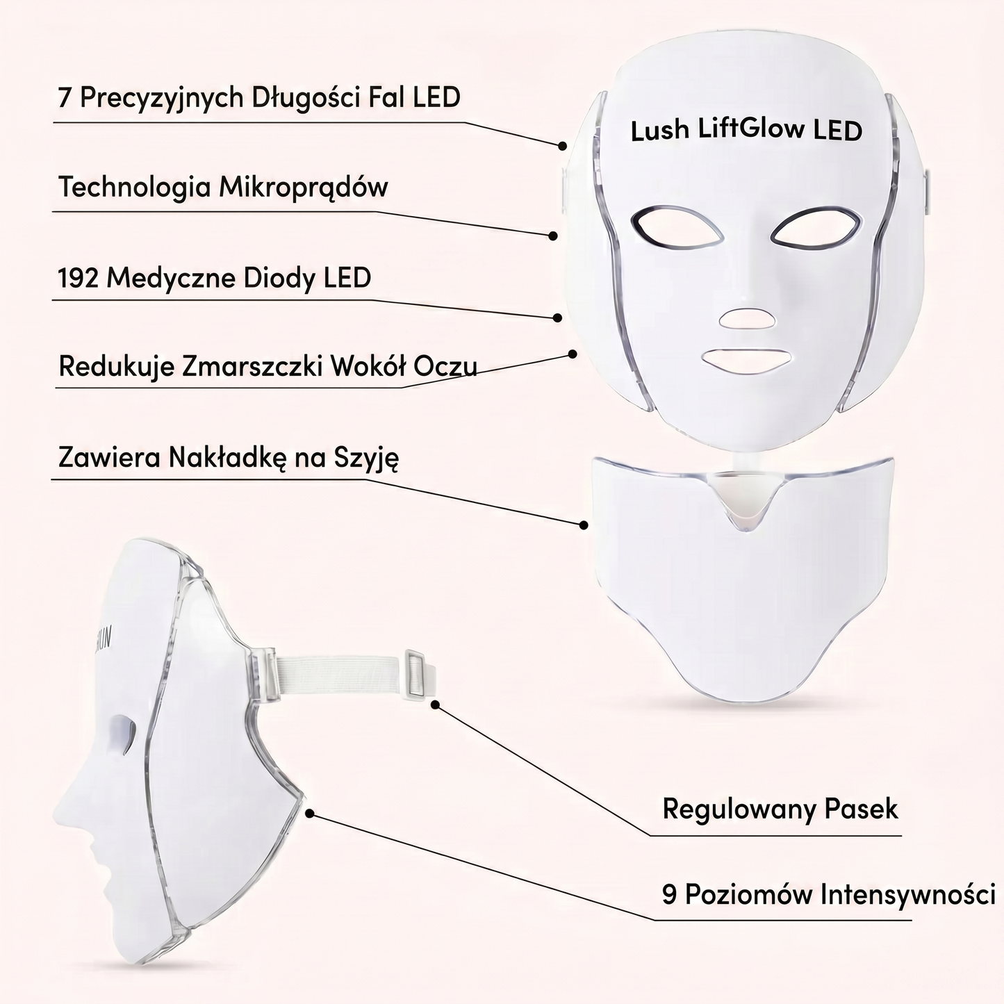 Lush LiftGlow – Maska do twarzy LED i mikroprądowa