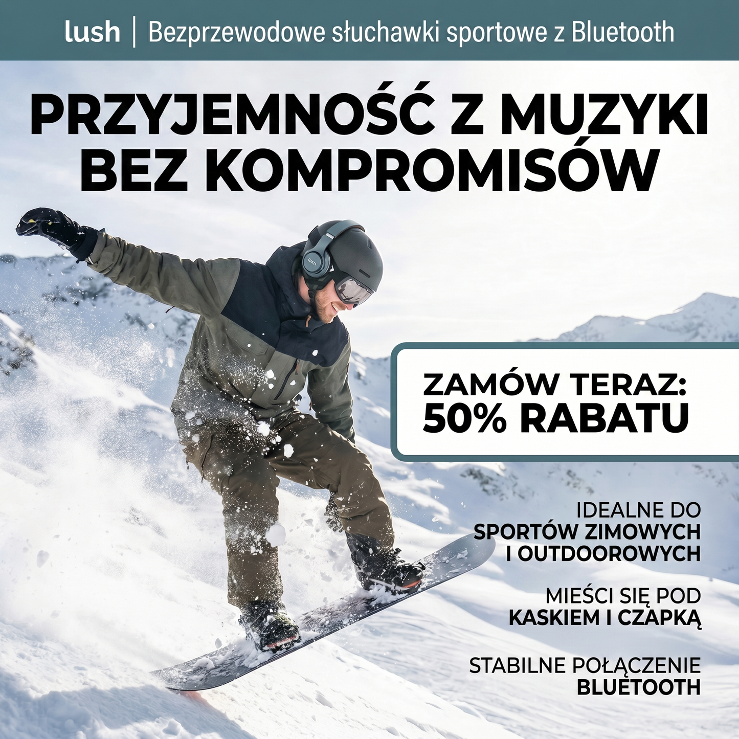 Lush | Bezprzewodowe słuchawki sportowe z Bluetooth