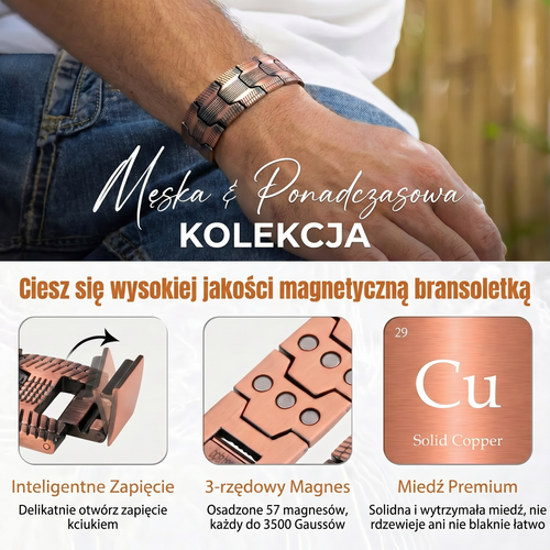 Bransoletka magnetyczna z czystej miedzi – łagodzi ból i wspomaga krążenie krwi