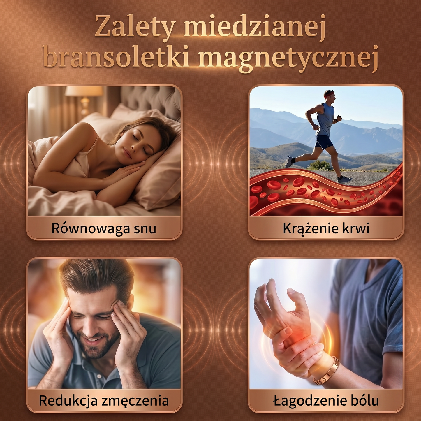 Bransoletka magnetyczna z czystej miedzi – łagodzi ból i wspomaga krążenie krwi