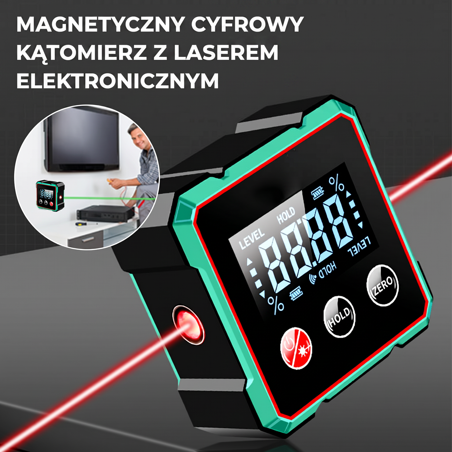 Magnetyczny cyfrowy kątomierz laserowy